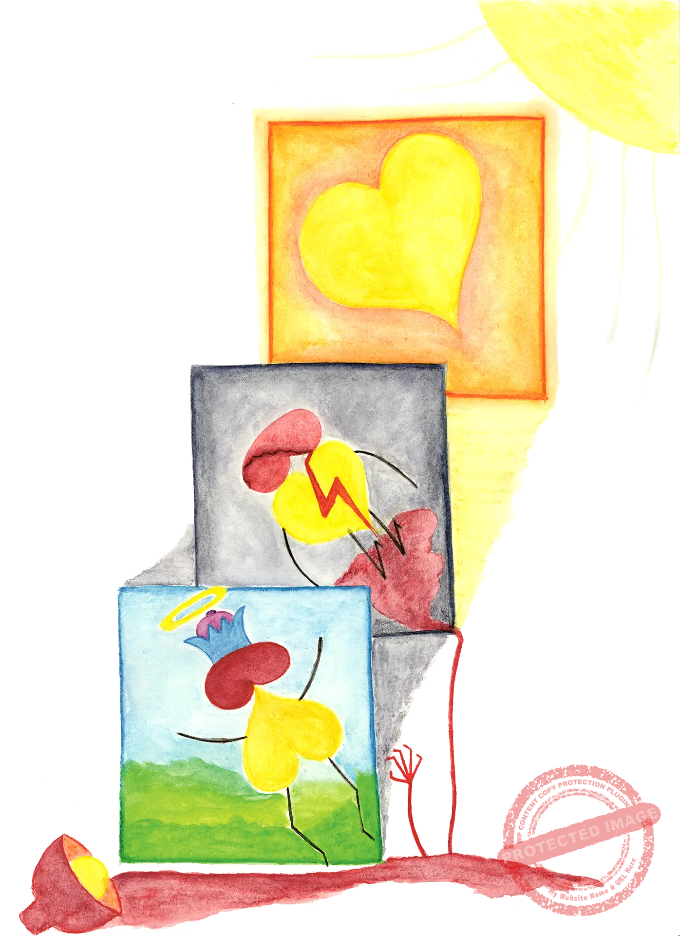 Trois cadres superposés illustrent l’ouverture du regard intérieur qui met en lumière la méta-morphe-ose nécessaire pour activer la résilience du cœur dans toutes les dimensions de l’Être.